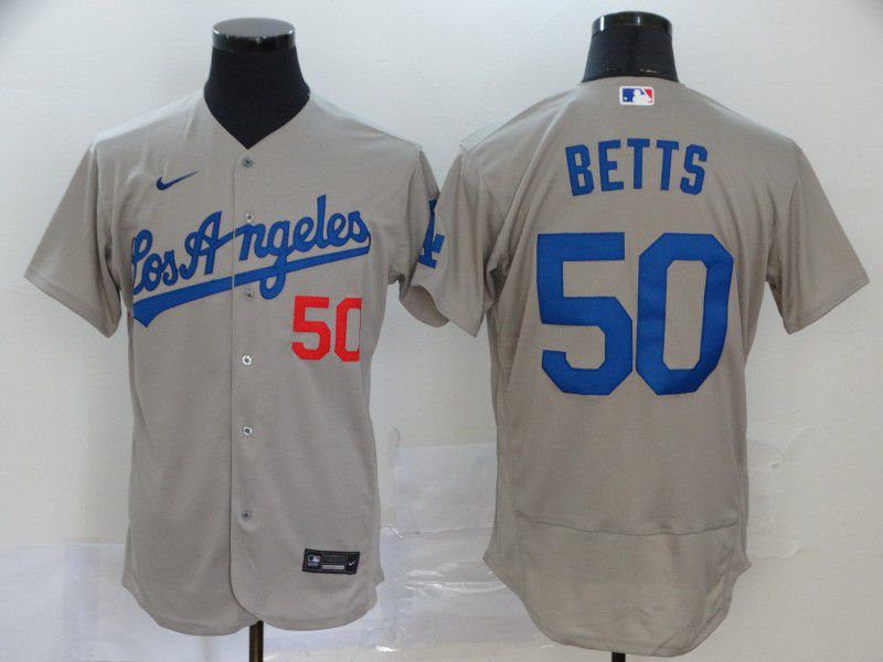 Men Los Angeles Dodgers #50 Betts Grey Elite Nike Elite MLB Jerseys->los angeles dodgers->MLB Jersey